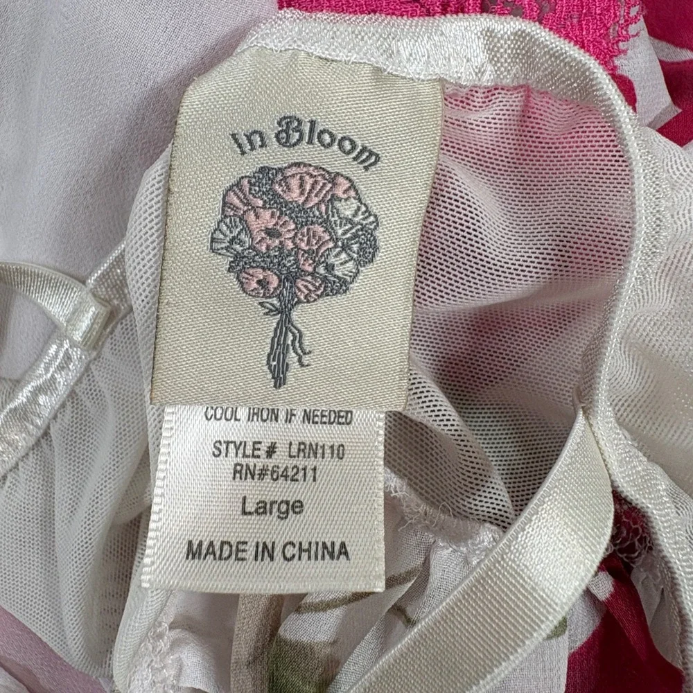In Bloom by Jonquil Chiffon Floral Babydoll Chemise LRN110 Pink Magenta Women L‎
